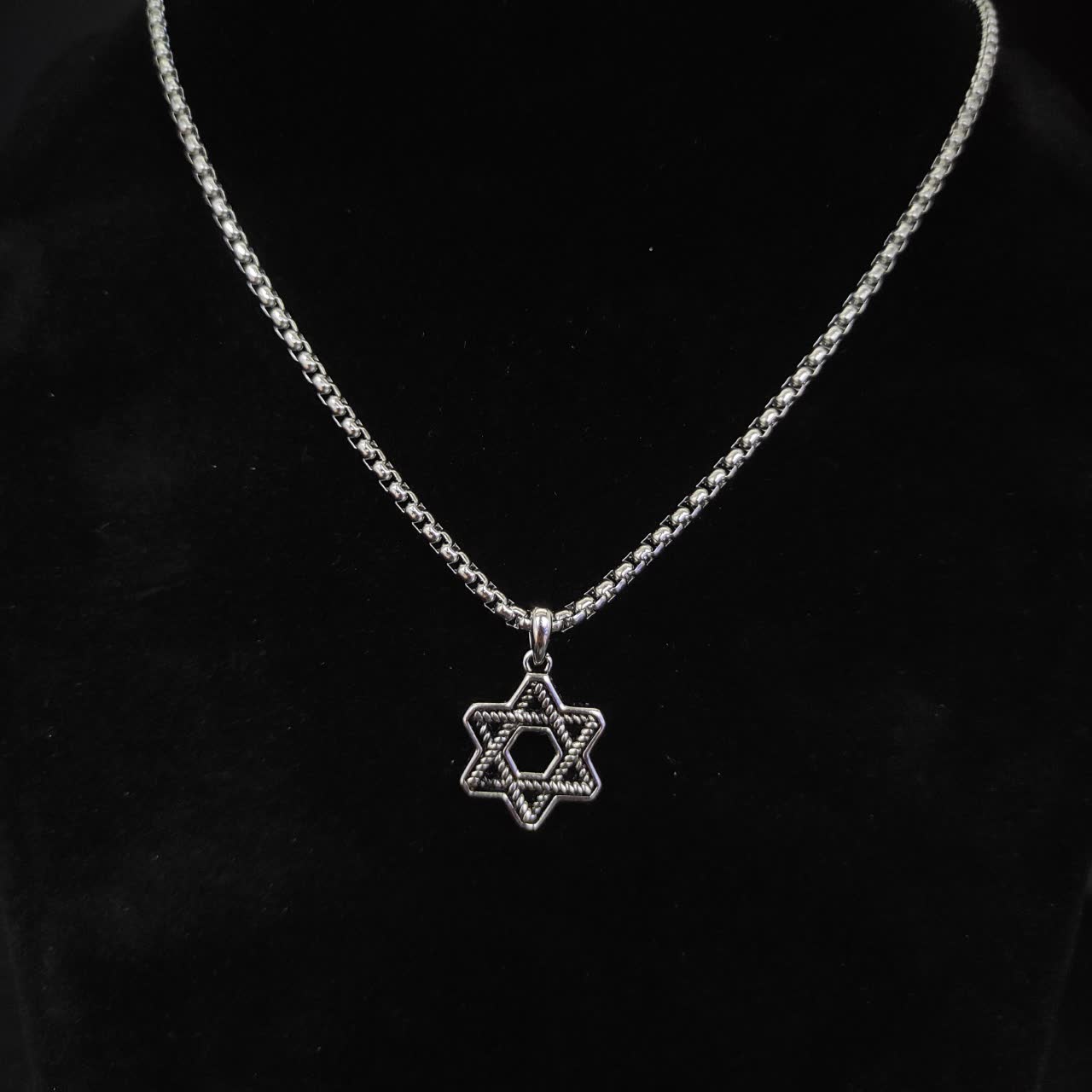 David Yurman Silver Star of David Pendant with Chain